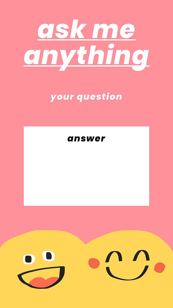 Q&A editable template in cute emoticon theme social media story