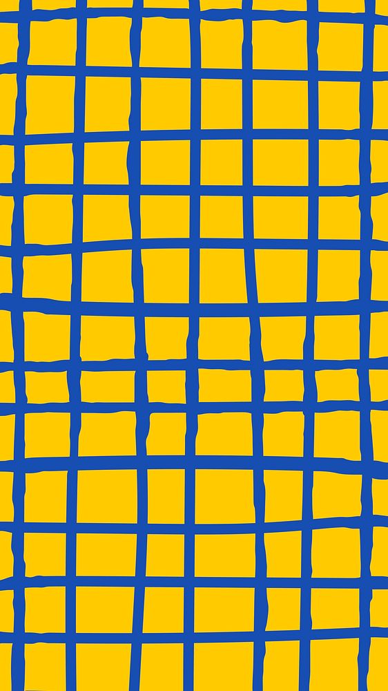 Blue grid on yellow wallpaper