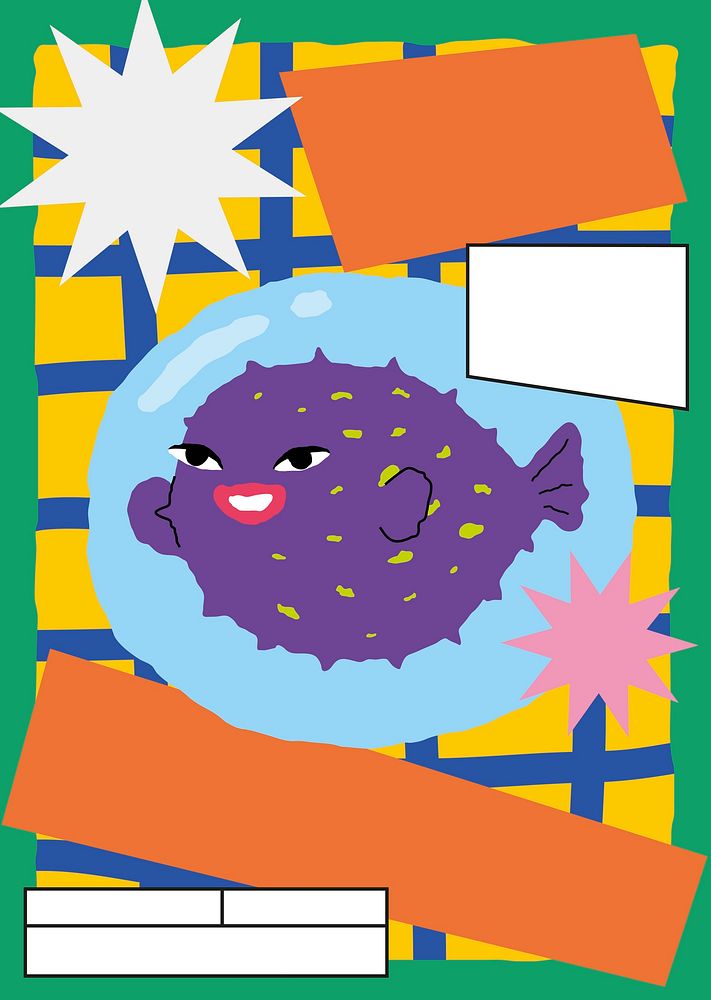Purple fish poster psd with text box 