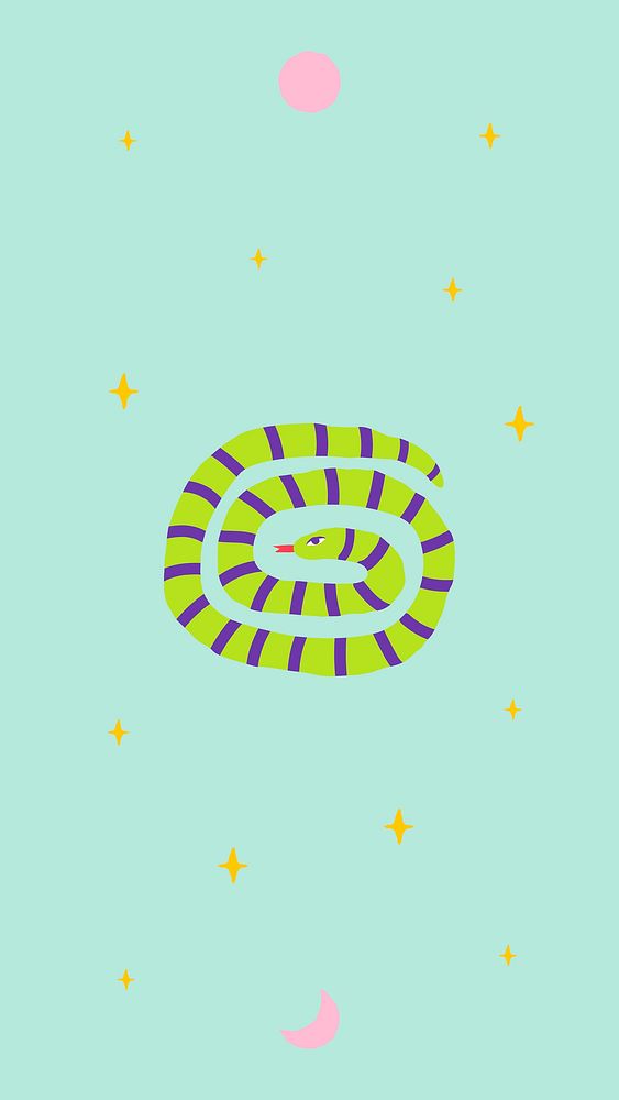 Snake phone wallpaper vector cute animal illustration