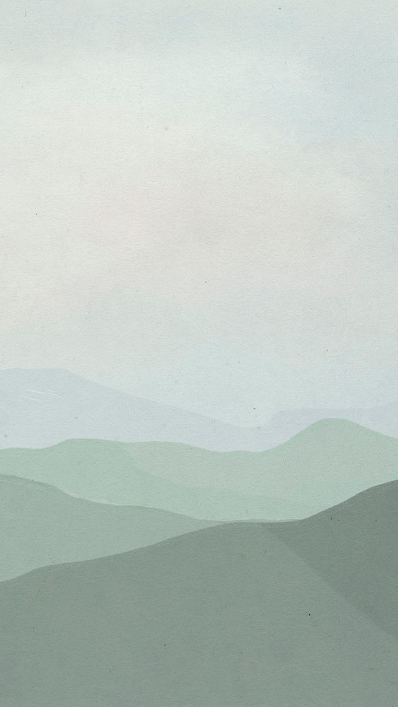 Landscape mobile lockscreen wallpaper with green mountains illustration