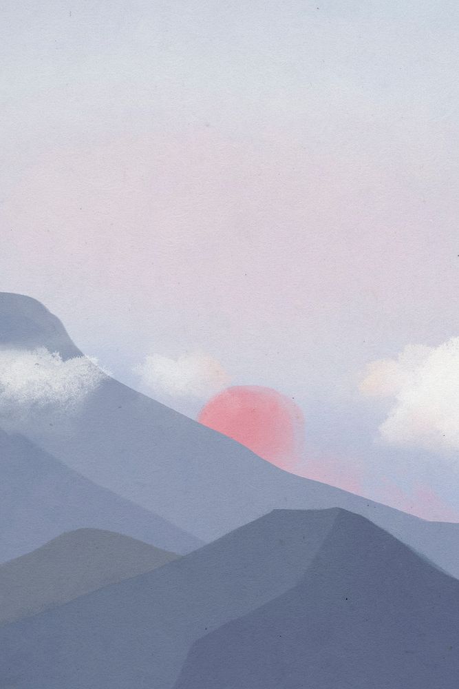 Landscape background of mountains with sunrise illustration