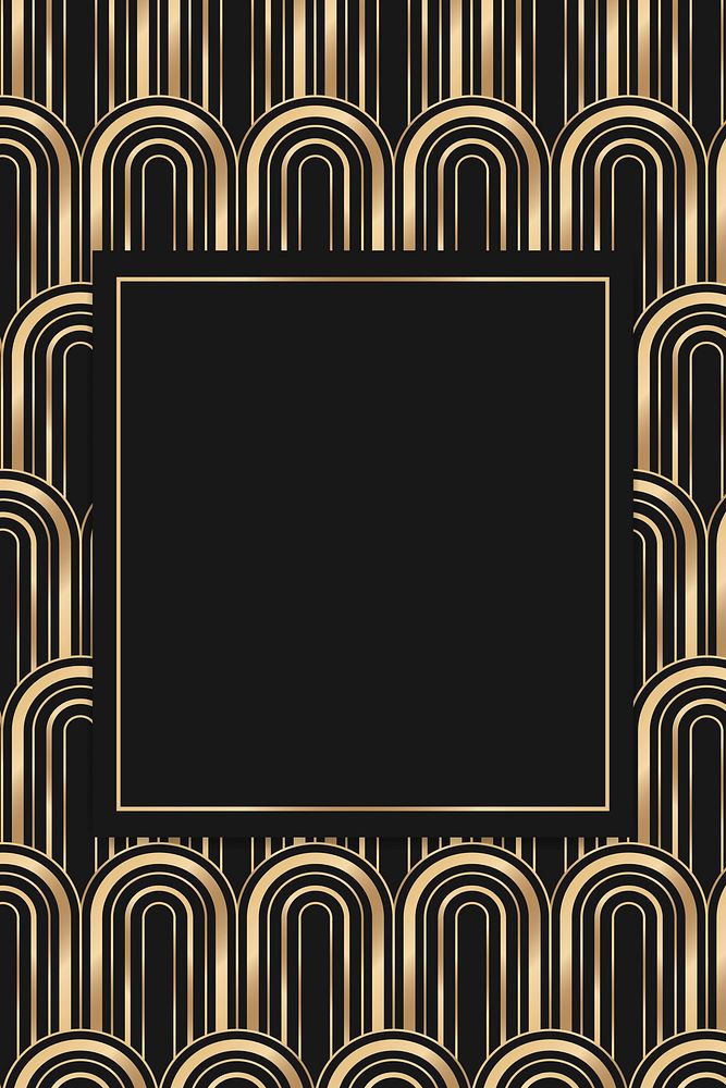 Art deco vector frame with geometric pattern on dark background