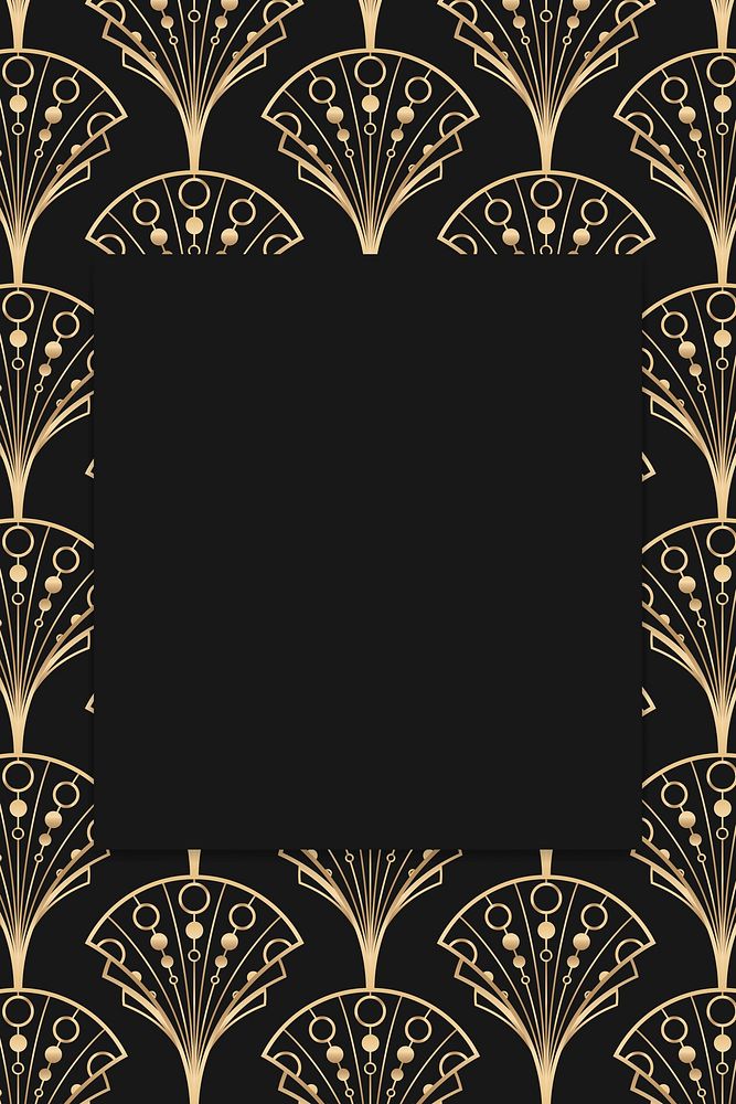 Art deco vector frame with palmette pattern on dark background