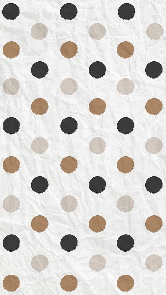 Polka dot pattern in black and gold phone wallpaper