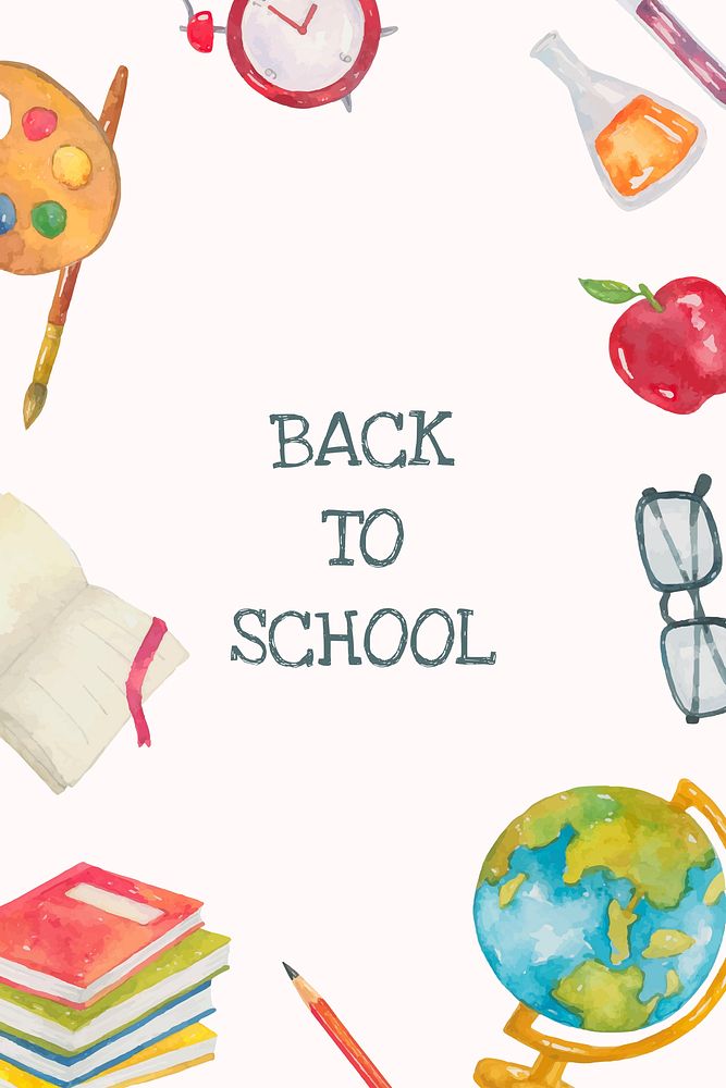 School stationery editable template psd in watercolor back to school poster