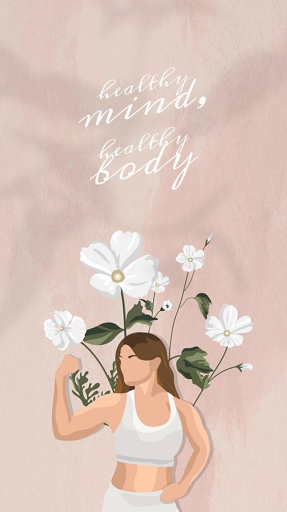 Motivational quote editable template vector health and wellness yoga woman color floral social media post