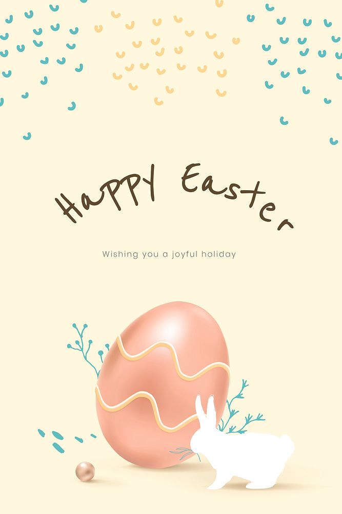 Happy Easter cute greeting with colorful eggs and bunny social banner