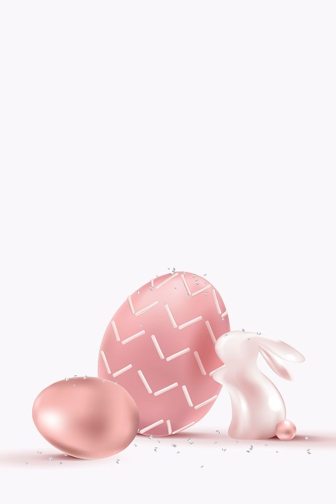 Pink Easter background 3D celebration with bunny and eggs