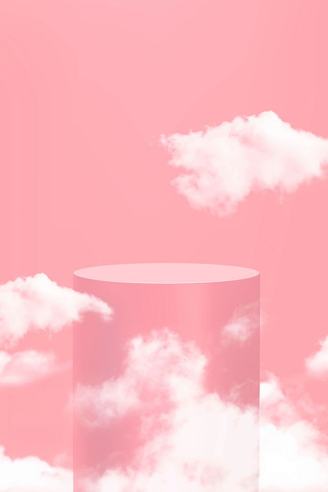 3D product display podium vector with clouds