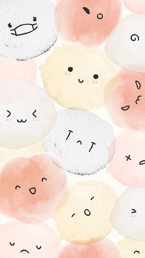 Variety of feeling emoticons wallpaper in colorful doodle style
