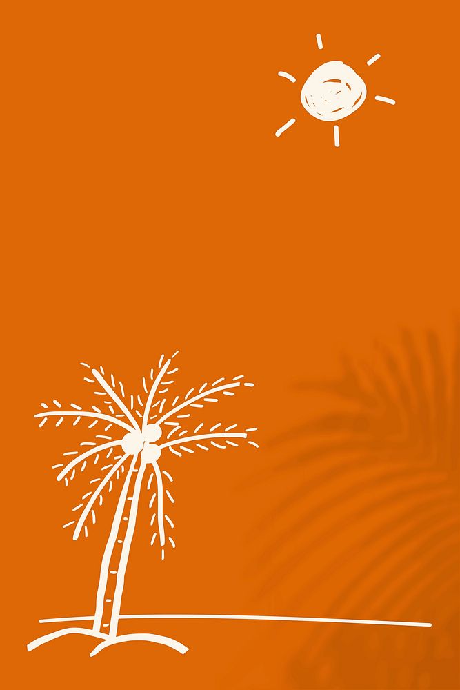 Orange summer background with beach doodle graphics
