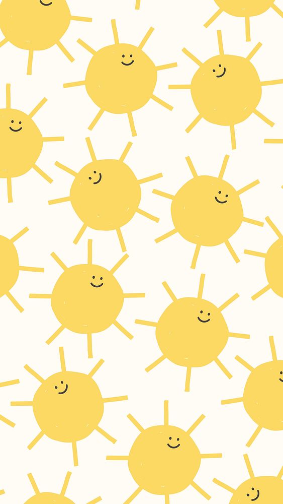 Sun seamless pattern background psd happy weather doodle for kids