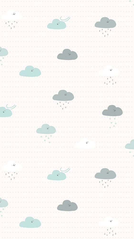 Cute clouds seamless pattern background with snowing and raining illustration