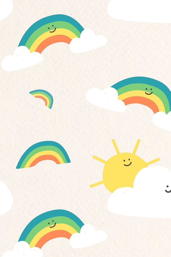 Rainbows seamless pattern background psd colorful doodle illustration for kids
