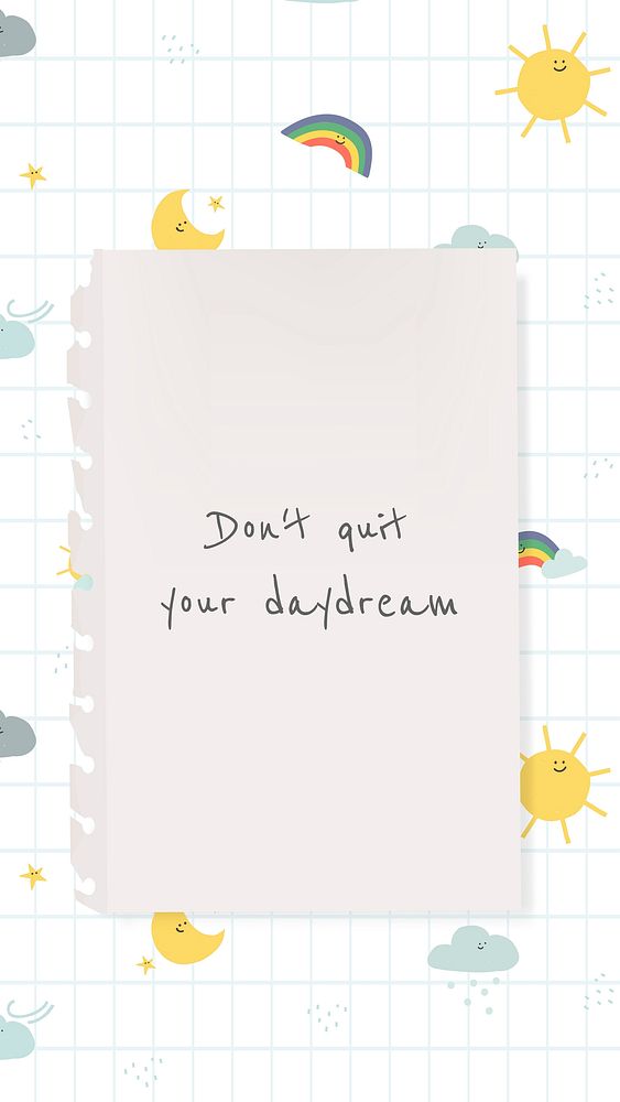 Motivational quote template vector with cute weather doodle banner