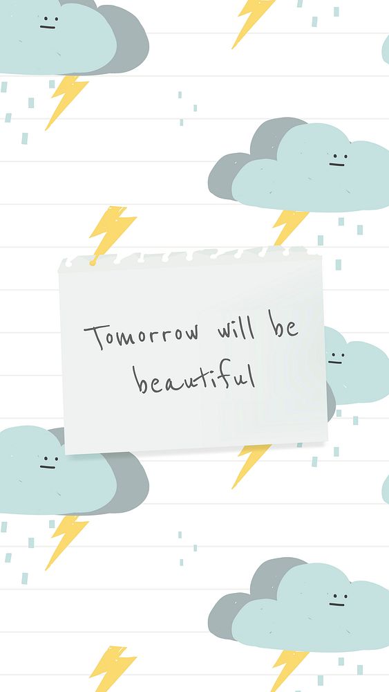 Inspirational quote template vector quote with cute weather doodle banner