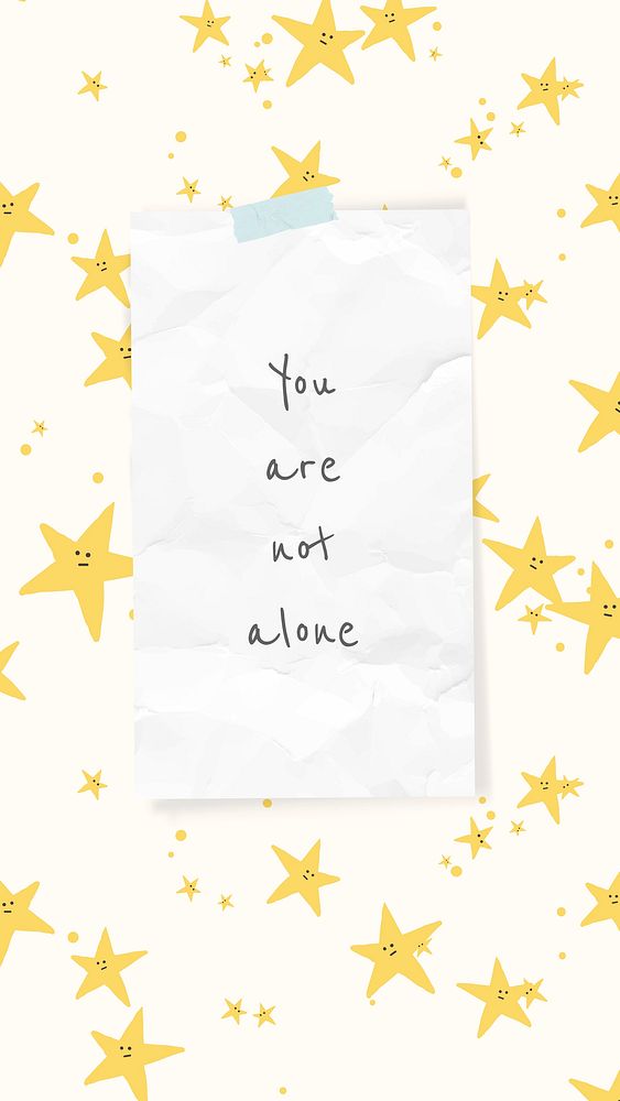You are not alone text with cute stars doodle