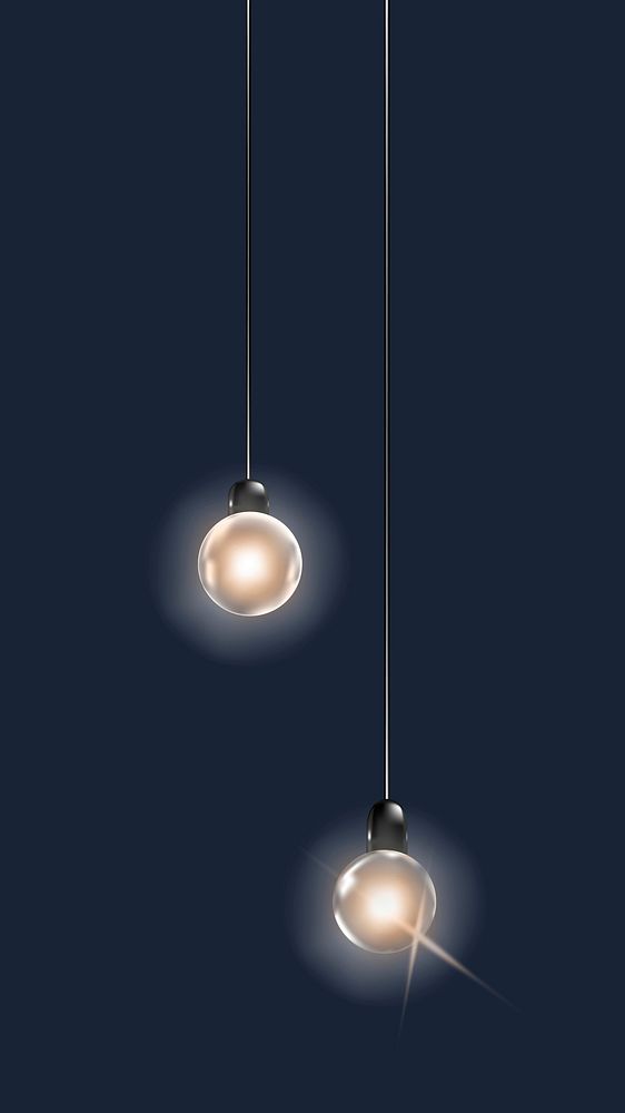 Festive navy wallpaper vector with glowing hanging lights