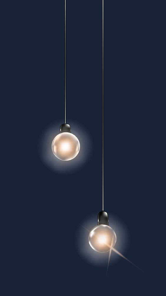 Festive navy wallpaper psd with glowing hanging lights