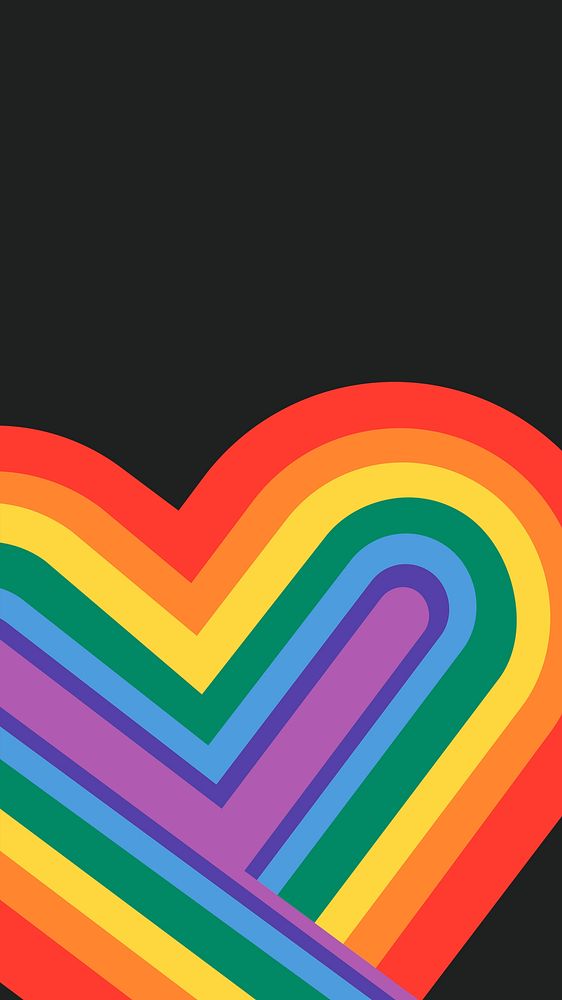 Rainbow pride heart psd lock screen wallpaper