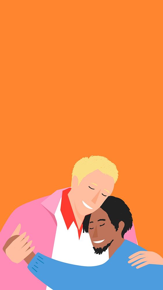 LGBTQ Gay couple vector mobile wallpaper