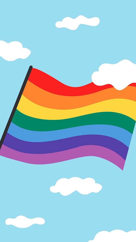 Rainbow pride flag psd mobile wallpaper