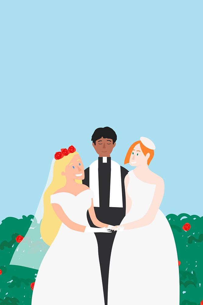 Same sex marriage wedding ceremony vector background
