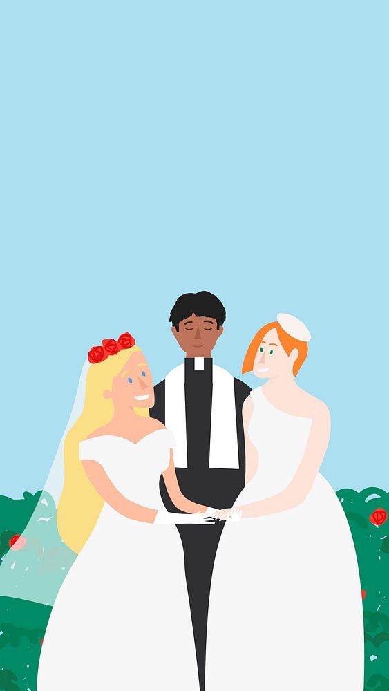 Same sex marriage wedding ceremony vector mobile wallpaper