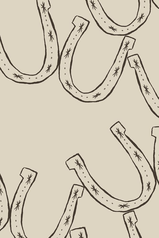 Hand drawn horseshoe background vector in cowboy theme