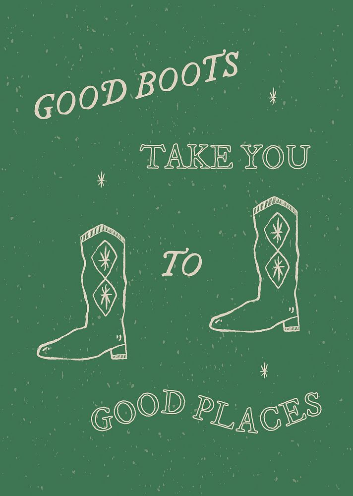 Vintage poster with cowboy boots illustration