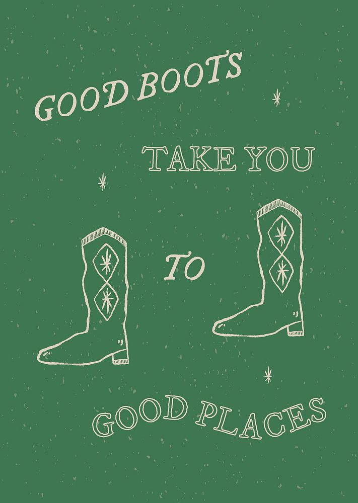 Vintage poster template vector with cowboy boots illustration