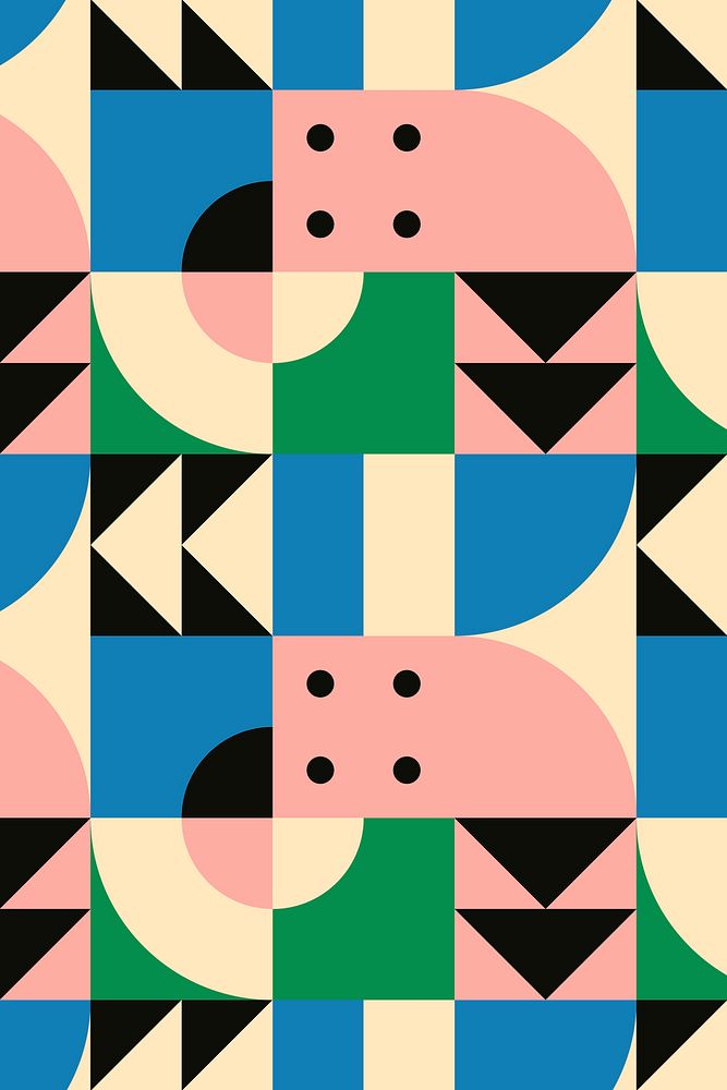 Bauhaus inspired pattern vector flat design background
