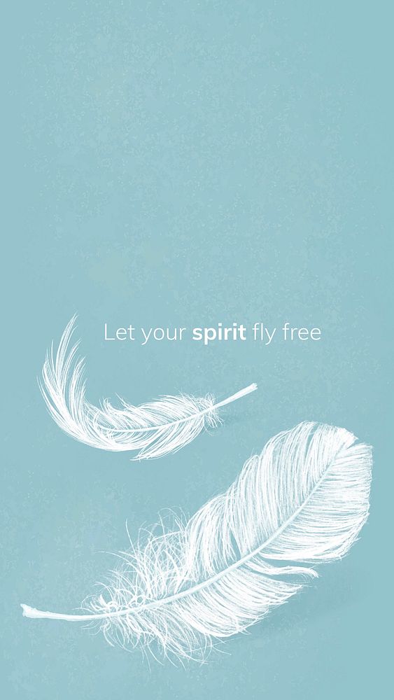 Simple feather story template vector for social media with editable quote, let your spirit fly free