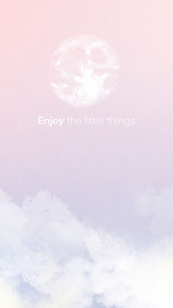 Aesthetic sky graphic in pastel pink, enjoy the little things 