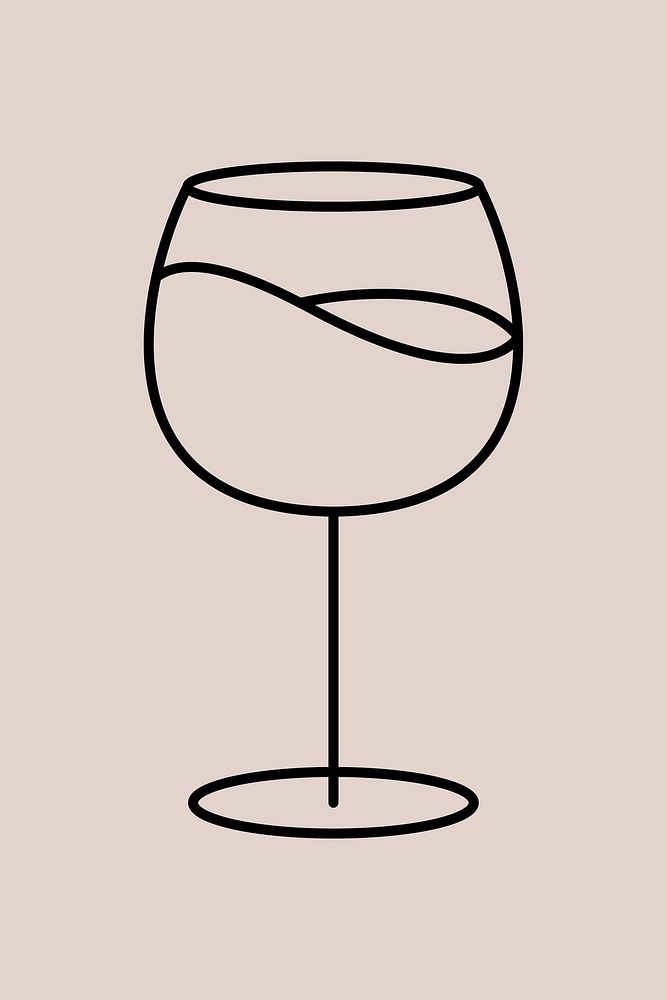 Minimal wine glass vector graphic line art style