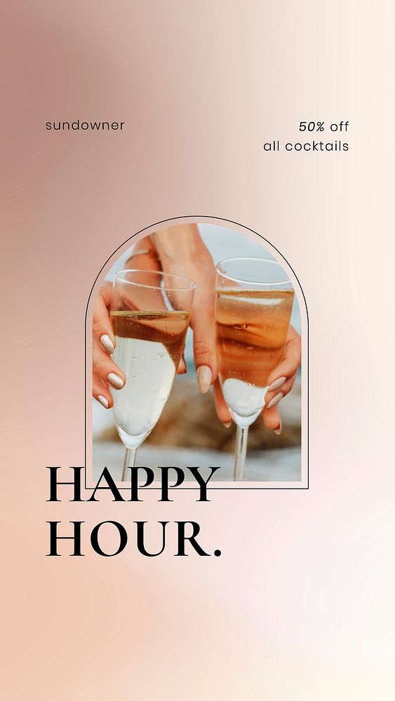 Bar campaign template vector for social media with champagne glass photo
