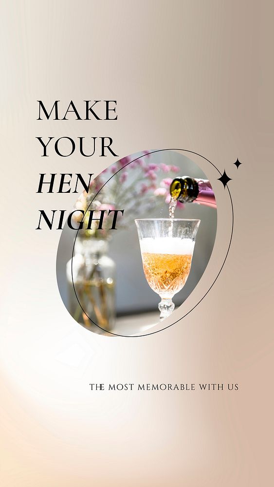 Bar campaign template vector for social media with champagne glass photo