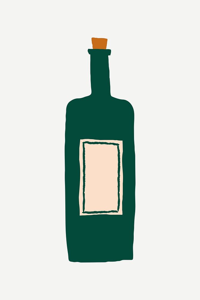 Wine bottle doodle sticker psd celebration drink