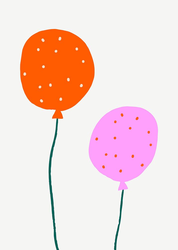 Birthday balloons celebration sticker vector cute doodle