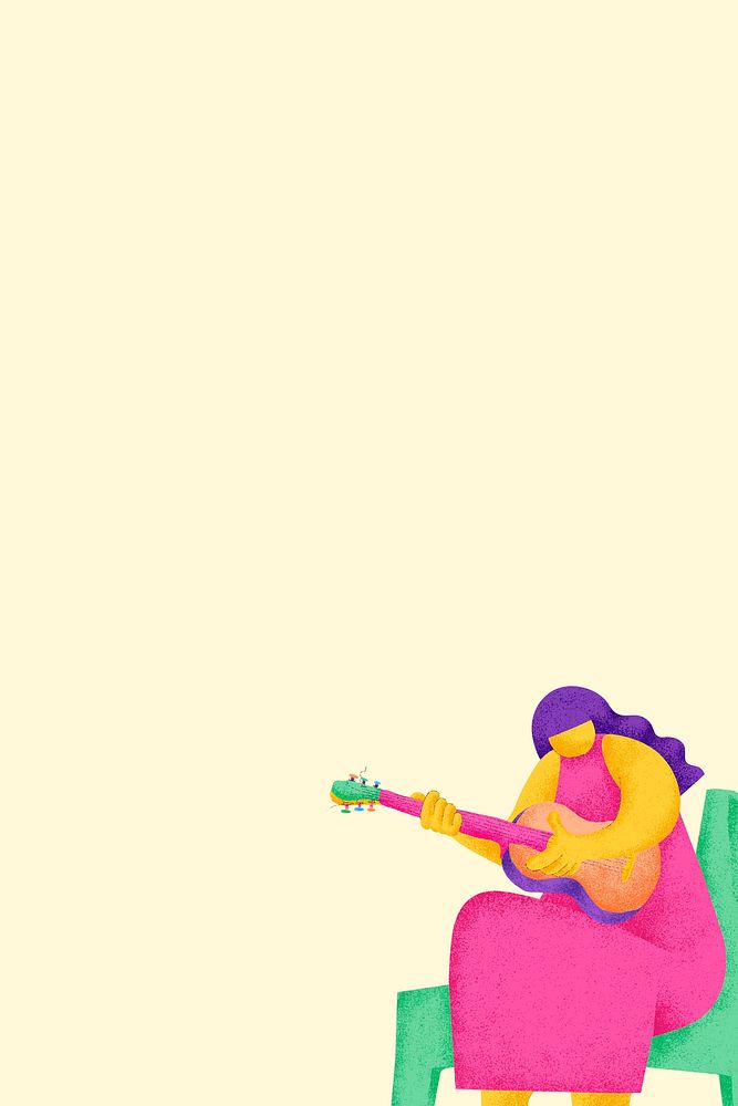 Beige musical background with guitarist musician flat graphic