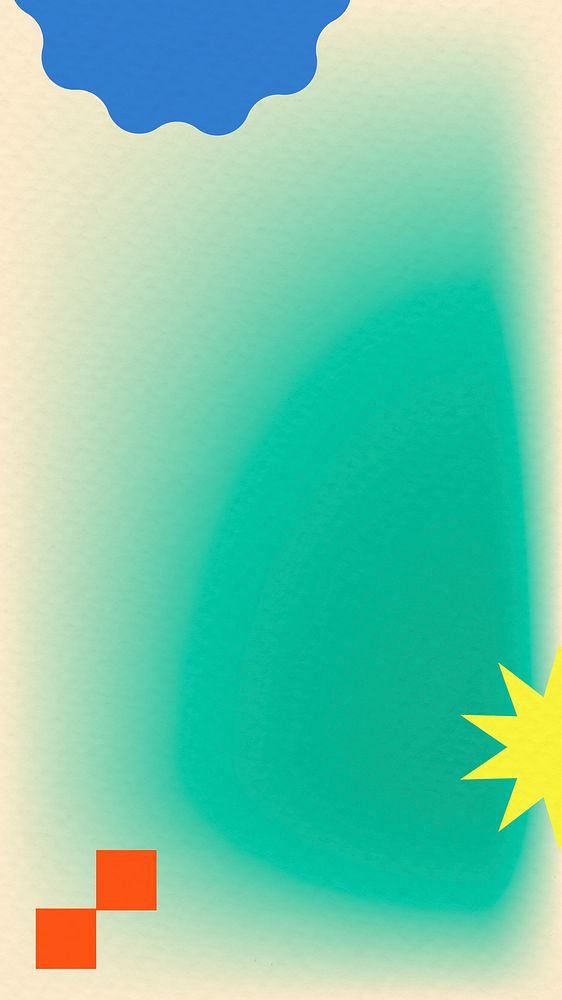 Green gradient background in abstract memphis style with retro border