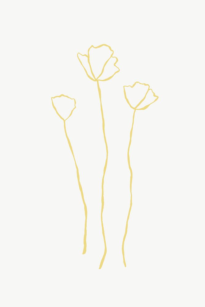 Yellow flower branch aesthetic doodle illustration