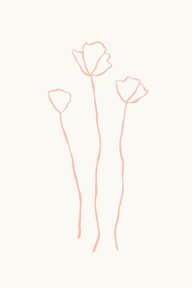 Pink flower branch vector aesthetic doodle illustration