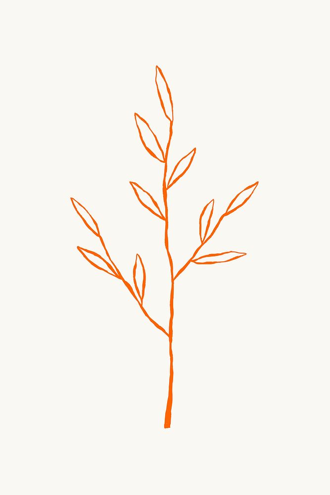 Botanical leaf branch psd cute doodle illustration