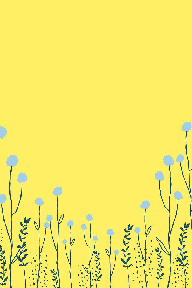 Yellow floral border background vector with dandelion flower doodle
