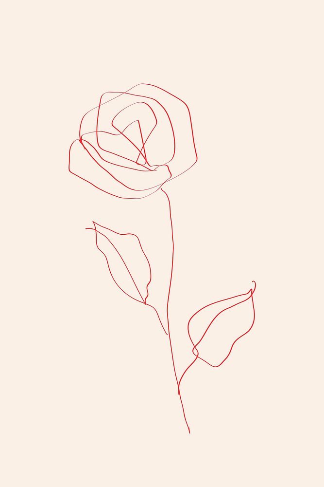 Red rose floral illustration on beige background