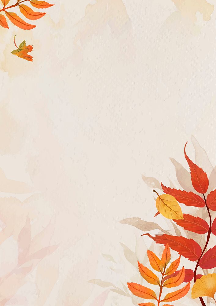 Autumn leaves beige background vector
