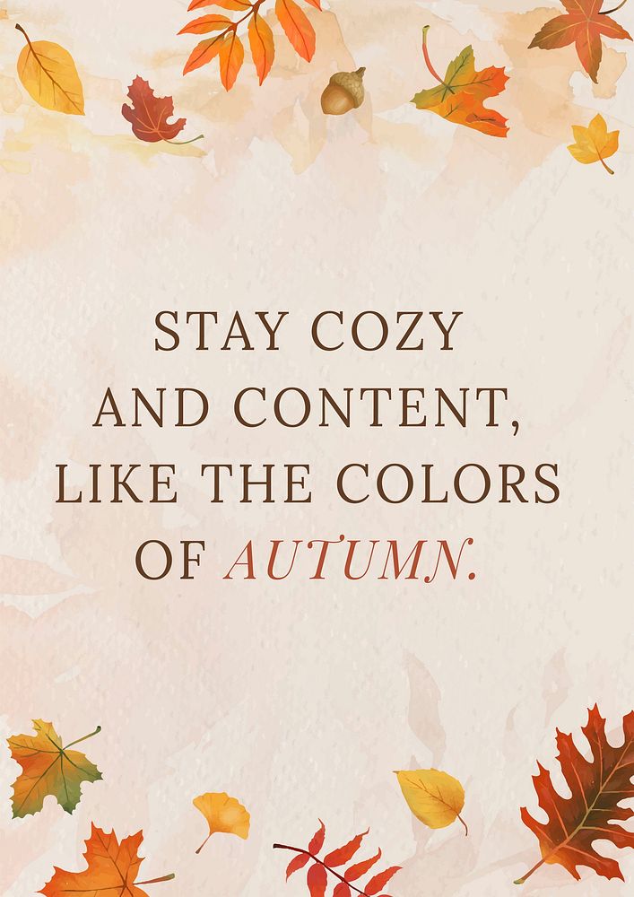 Autumn quote poster template vector with orange leaves