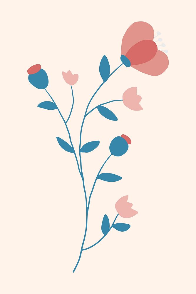 Blooming pink flower element vector feminine style